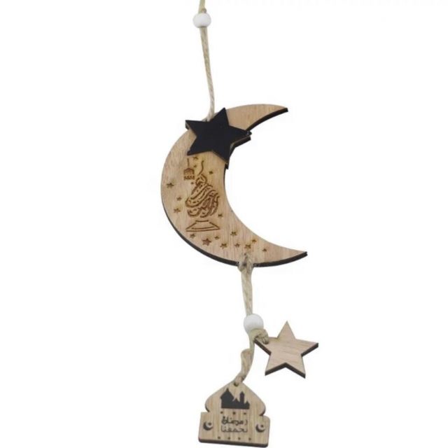 Ramadan Moon Crescent & Chalkboard Star Hanging Decoration