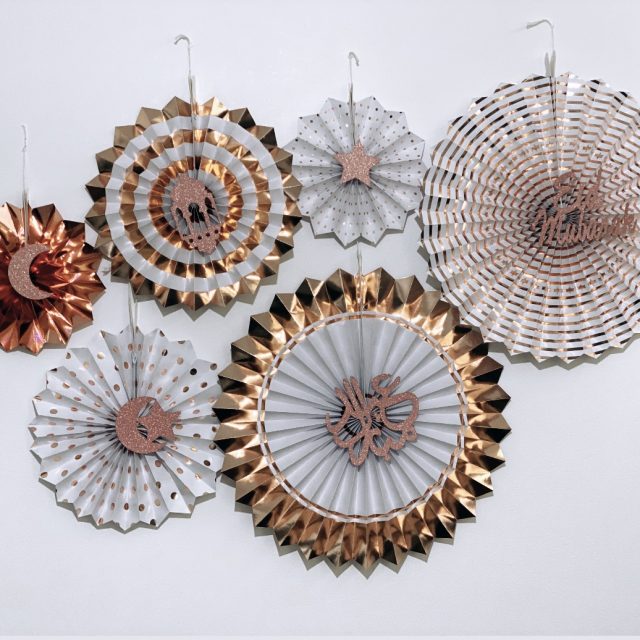 Eid Mubarak Rose Gold Paper Fans